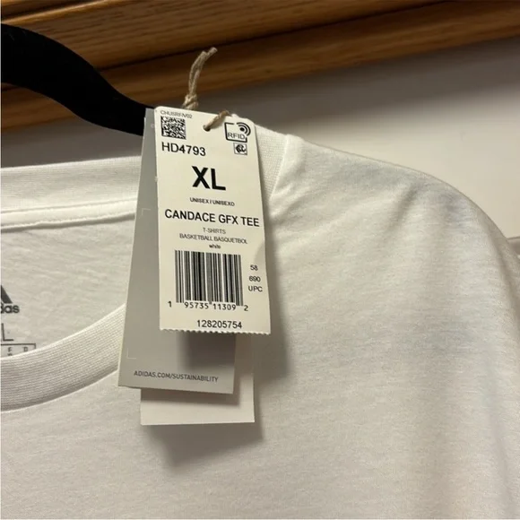 Adidas White WBNA x Adidas Ace T-Shirt with Orange Logo XL - Picture 4 of 4